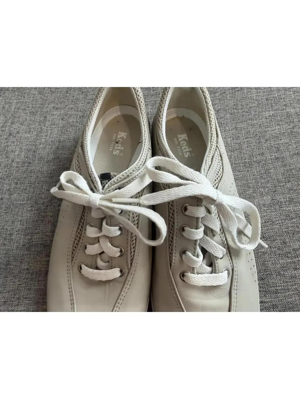 Keds Spirit Leather Oxford Sneakers Womens 8.5 Cream Off White Lace Up
